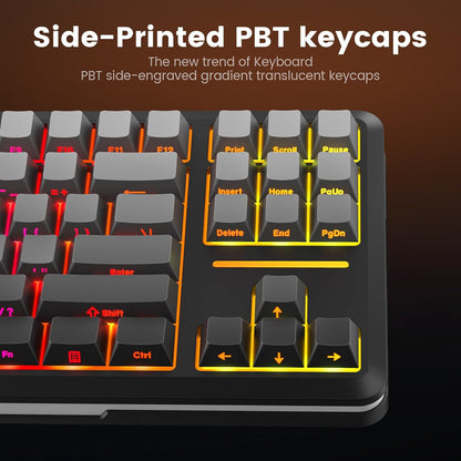 Wireless Mechanical Keyboard,3-Modes Bluetooth Gasket Hot Swappable TKL RGB Custom Keyboard,Pre-Lubed Switches,Side Printed PBT Gradient Keycaps, South-Facing Leds Socket